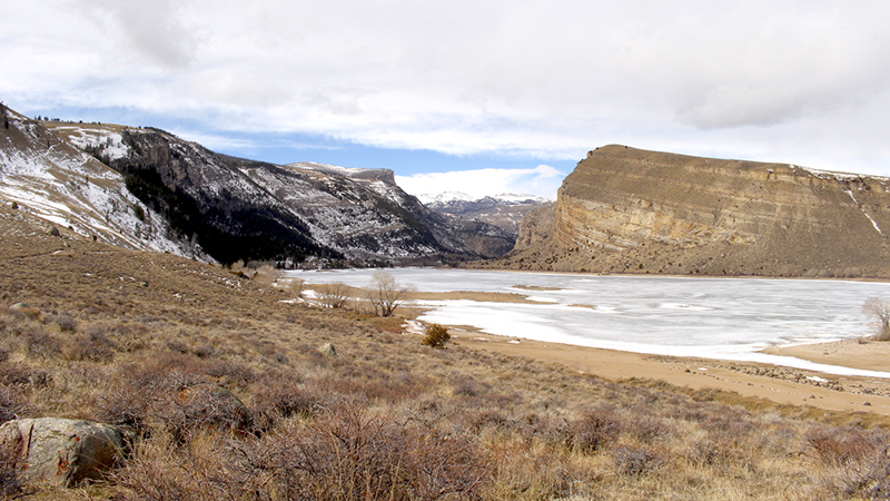 Snow in a large basin